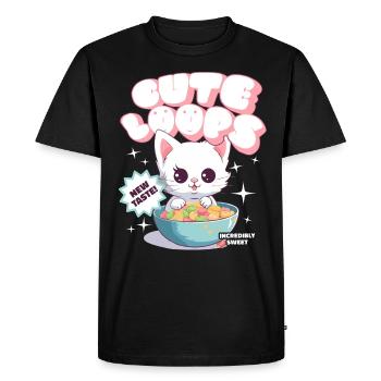Céréales Cute Loops Kawaii Cat Cornflakes - T-shirt Premium bio Homme - noir - Devant - Nico (187cm)