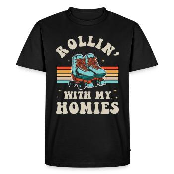 Inline Skate Gift Roller Skates Roller 70s - Men's Premium Organic T-Shirt - black - Front - Nico (187cm)