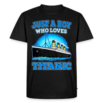 Juste un garçon qui aime les amateurs de navires Vintage du Titanic - T-shirt Premium bio Homme - noir - Devant - Nico (187cm)
