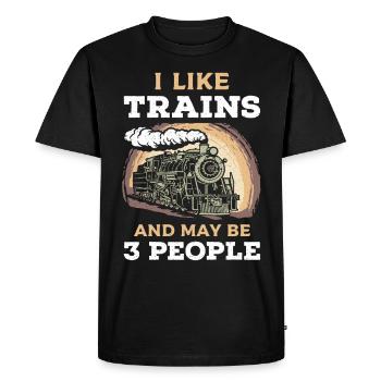 Me Gustan Los Trenes Y Pueden Ser 3 Personas Tren - Men's Premium Organic T-Shirt - black - Front - Nico (187cm)