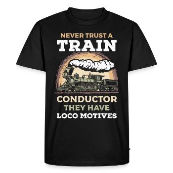 Nunca Te Fíes De Un Revisor De Tren Tienen Trenes - T-shirt Premium bio Homme - noir - Devant - Nico (187cm)