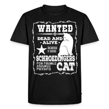 Wanted Schrödinger's Cat Manhunt Dead and Alive - Men's Premium Organic T-Shirt - black - Front - Nico (187cm)