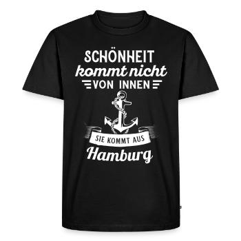 Hambourg Ville hanséatique Allemagne du Nord Bas-allemand - T-shirt Premium bio Homme - noir - Devant - Nico (187cm)