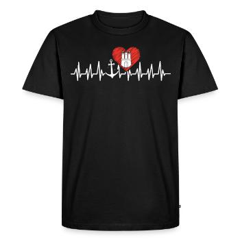 Hambourg Ville hanséatique Allemagne du Nord Bas-allemand - T-shirt Premium bio Homme - noir - Devant - Nico (187cm)