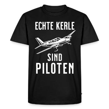 Airplane Tshirt Men's Helicopter Pilot Airplane - Men's Premium Organic T-Shirt - black - Front - Nico (187cm)