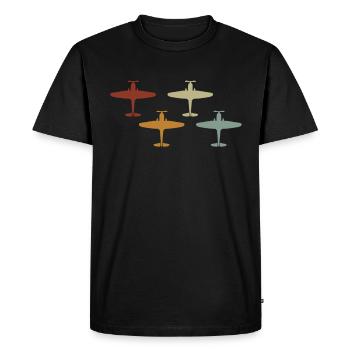 Airplane Tshirt Men's Helicopter Pilot Airplane - Men's Premium Organic T-Shirt - black - Front - Nico (187cm)