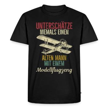 Airplane Tshirt Men's Helicopter Pilot Airplane - Men's Premium Organic T-Shirt - black - Front - Nico (187cm)
