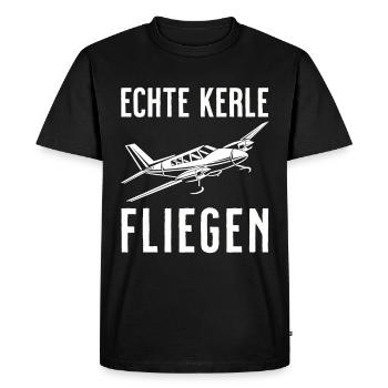 Airplane Tshirt Men's Helicopter Pilot Airplane - Men's Premium Organic T-Shirt - black - Front - Nico (187cm)