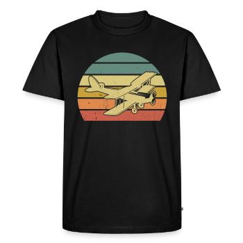 Airplane Tshirt Men's Helicopter Pilot Airplane - Men's Premium Organic T-Shirt - black - Front - Nico (187cm)
