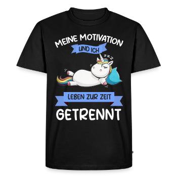 Lazy Tshirt Work Unicorn Funny Sarcasm Office - Men's Premium Organic T-Shirt - black - Front - Nico (187cm)
