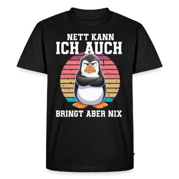 Penguin Tshirt Funny Funny Humor Sarcasm Office - Men's Premium Organic T-Shirt - black - Front - Nico (187cm)