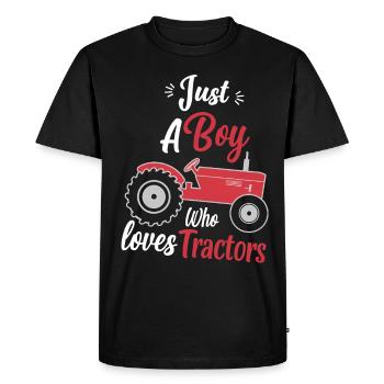 Tracteur Trekker Agriculteur Agriculteur Ferme Tracteur Champ - T-shirt Premium bio Homme - noir - Devant - Nico (187cm)