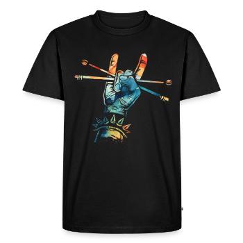 Drums Drums Drumstick Drummer Music Band Rock - Men's Premium Organic T-Shirt - black - Front - Nico (187cm)