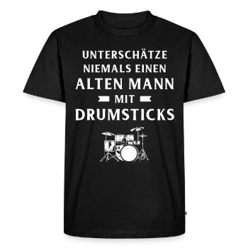 Tambours Tambours Baguette Batteur Musique Groupe Rock - T-shirt Premium bio Homme - noir - Devant - Nico (187cm)