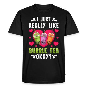 Bubble Tea Boba BubbleTea Kawaii Japan Tea Kpop - Men's Premium Organic T-Shirt - black - Front - Nico (187cm)