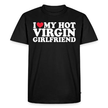 Petite amie Petite amie Relation Couple Amour Couple - T-shirt Premium bio Homme - noir - Devant - Nico (187cm)