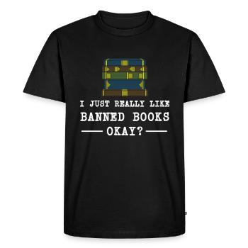 Livre Livres Bibliothèque Lecture Littérature Lire Livres - T-shirt Premium bio Homme - noir - Devant - Nico (187cm)