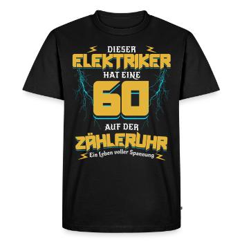 60 On The Meter Clock Electrician's Birthday - Men's Premium Organic T-Shirt - black - Front - Nico (187cm)