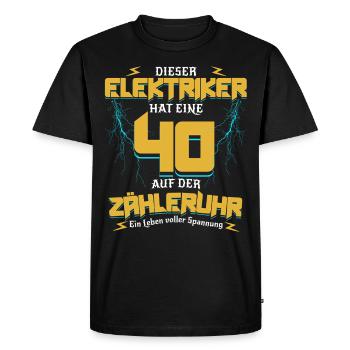 40 Le jour de l’anniversaire de l’électricien de l’horloge du compteur - T-shirt Premium bio Homme - noir - Devant - Nico (187cm)