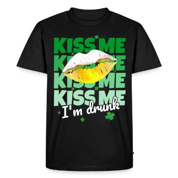 Saint-Patrick Embrasse-moi Je suis ivre en disant drôle - T-shirt Premium bio Homme - noir - Devant - Nico (187cm)