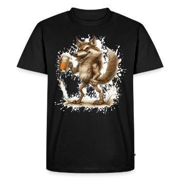 Wolf Beer Funny - Men's Premium Organic T-Shirt - black - Front - Nico (187cm)