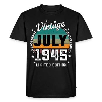 Retro 80 Years Old Vintage June 1945 80th Birthday - T-shirt Premium bio Homme - noir - Devant - Nico (187cm)