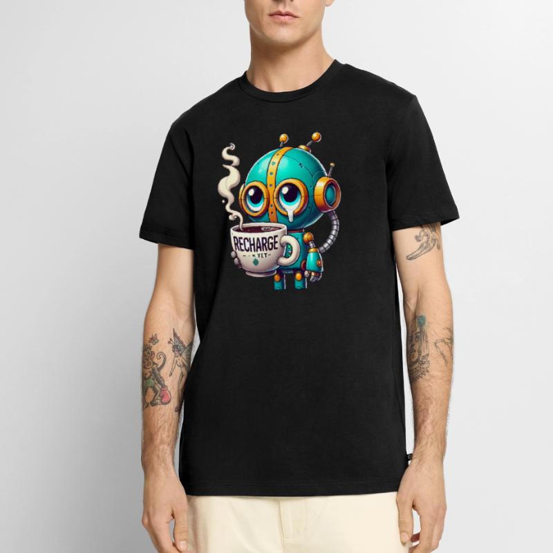 CoffeeFueled Robot Recharge Mode Men's Premium Organic T-Shirt