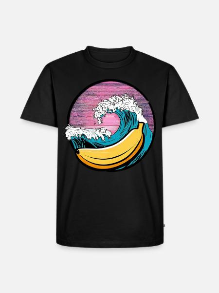 Surfing Banana Sunset - Men's Premium Organic T-Shirt - black