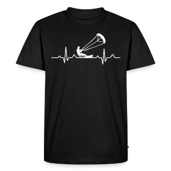 Herzschlag Kitesurfen Kitesurfer - Männer Premium Bio T-Shirt - Schwarz - Vorne - Nico (187cm)