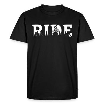 Ride mountain bike MTB cycling bicycle - T-shirt Premium bio Homme - noir - Devant - Nico (187cm)