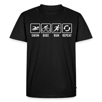 Triathlon swim bike run repeat triathlete - Men's Premium Organic T-Shirt - black - Front - Nico (187cm)