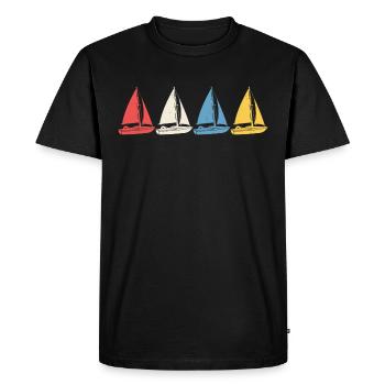 retro sailing captain sail t-shirt sailboat - Men's Premium Organic T-Shirt - black - Front - Nico (187cm)