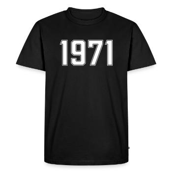 t-shirt 1971 cadeau née en 1971 - T-shirt Premium bio Homme - noir - Devant - Nico (187cm)