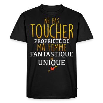 Ne Pas Toucher Propriété De Ma Femme - T-shirt Premium bio Homme - noir - Devant - Nico (187cm)
