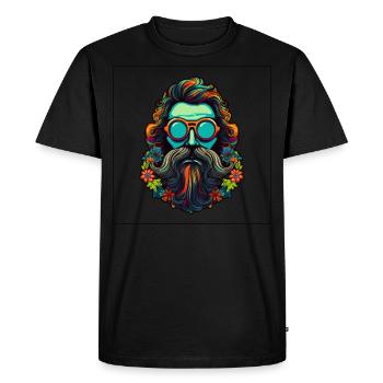 Coloré 70s Flower Power Hippie Design - T-shirt Premium bio Homme - noir - Devant - Nico (187cm)