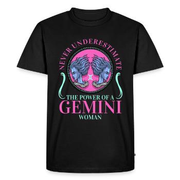 Signe astrologique anniversaire Gémeaux - T-shirt Premium bio Homme - noir - Devant - Nico (187cm)
