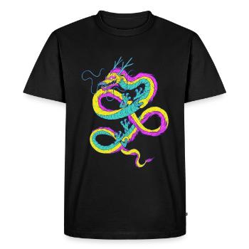 Pansexuel Dragon Pan Pride Drapeau Pansexualité - T-shirt Premium bio Homme - noir - Devant - Nico (187cm)