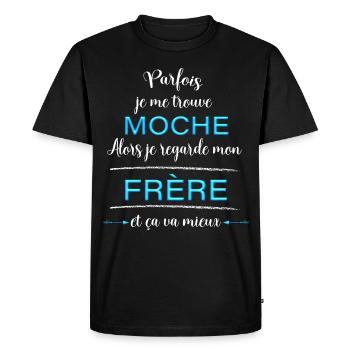 Frere. Idée cadeau frère ou soeur - T-shirt Premium bio Homme - noir - Devant - Nico (187cm)