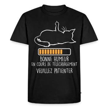 Chat humour bonne humeur en cours - T-shirt Premium bio Homme - noir - Devant - Nico (187cm)