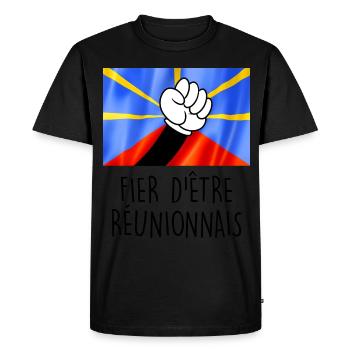 Réunionnais Fier Drapeau Réunion - T-shirt Premium bio Homme - noir - Devant - Nico (187cm)