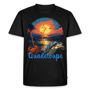 Guadeloupe 971 Tropicale Paradis - T-shirt Premium bio Homme - noir - Devant - Nico (187cm)