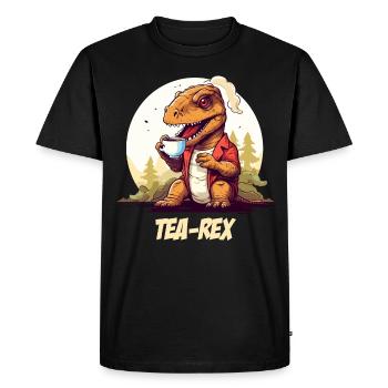 Tea-Rex - Funny Dinosaur Tea Design - Men's Premium Organic T-Shirt - black - Front - Nico (187cm)