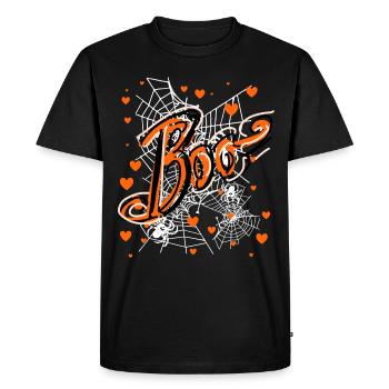 Boo, halloween, graffiti, toile d’araignée, toile d’araignée - T-shirt Premium bio Homme - noir - Devant - Nico (187cm)