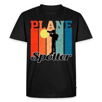 Plane Spotter - Vintage Gift Airplane - Men's Premium Organic T-Shirt - black - Front - Nico (187cm)