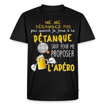 Pétanque Bouliste Et Apéro Mon Plaisir - T-shirt Premium bio Homme - noir - Devant - Nico (187cm)