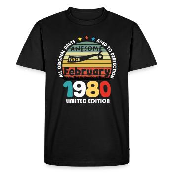 44 Years Old Made In 1980 Vintage February 1980 - T-shirt Premium bio Homme - noir - Devant - Nico (187cm)