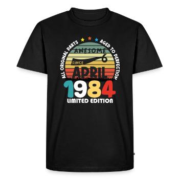 40 Years Old Made In 1984 Vintage April 1984 - T-shirt Premium bio Homme - noir - Devant - Nico (187cm)