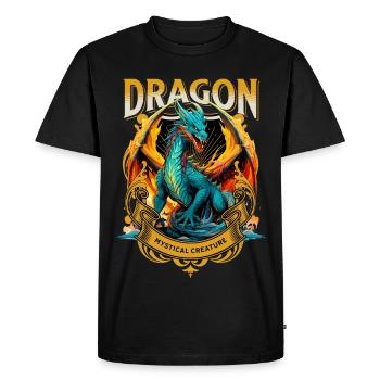 Dragon Fantasy Magic Mysticism Mythology Creature - Men's Premium Organic T-Shirt - black - Front - Nico (187cm)
