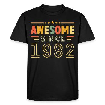 Vintage Legend 1982 Gift from 1982 - Born in 1982 - Men's Premium Organic T-Shirt - black - Front - Nico (187cm)