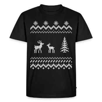 Noël Christmas xmas renne motif de broderie - T-shirt Premium bio Homme - noir - Devant - Nico (187cm)